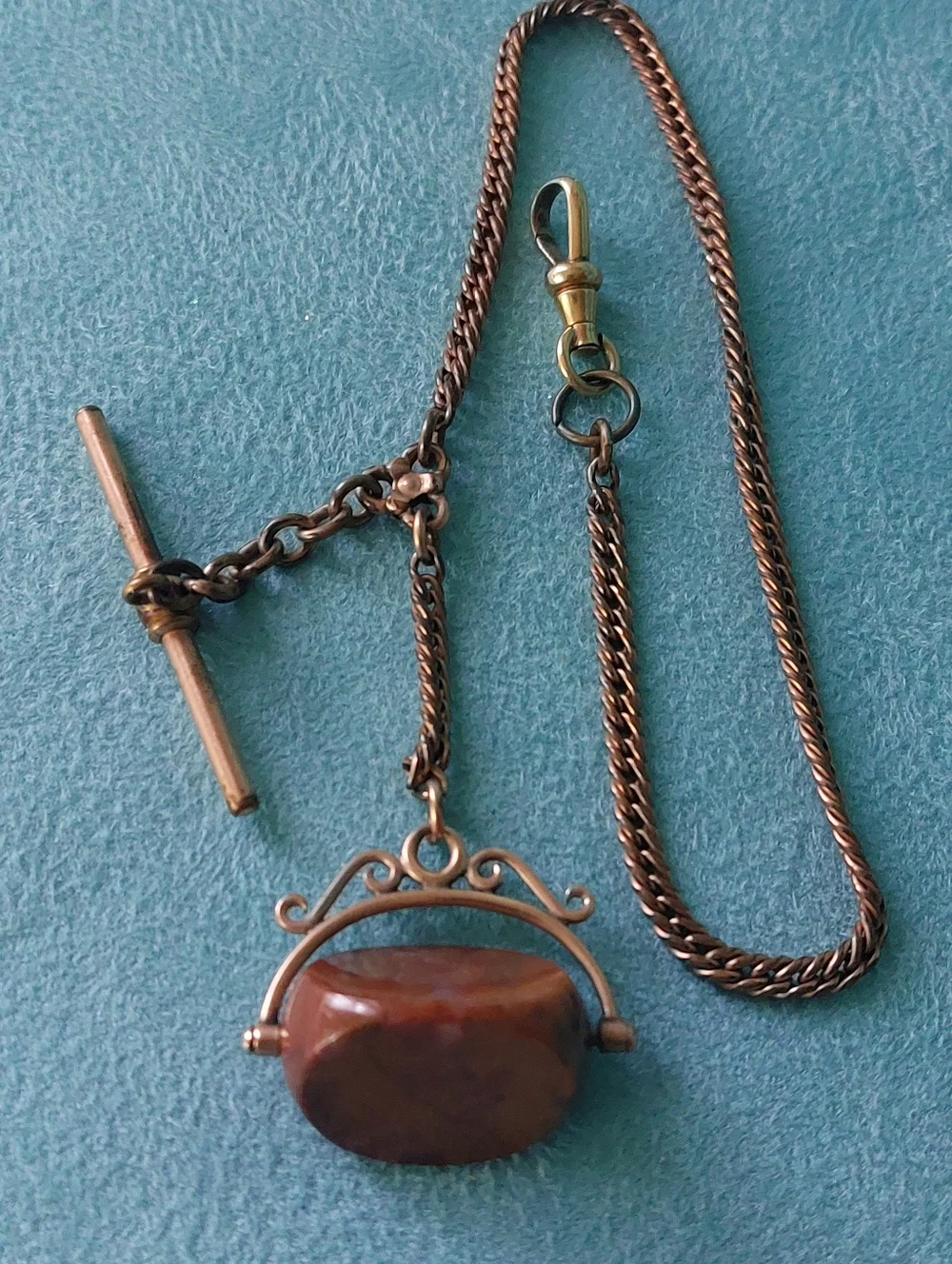 Victorian-era Albert Pocket Watch Chain And Fob with Gold Decorative Spinner